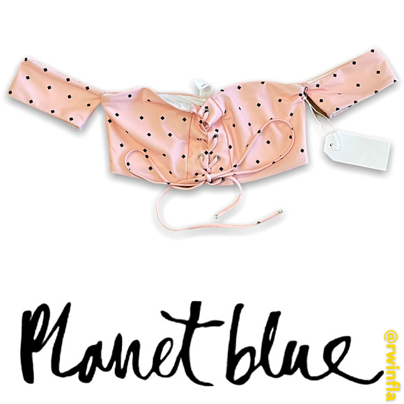 Planet Blue Tops - Planet Blue Off Shoulder Lace Up Crop Top Pink